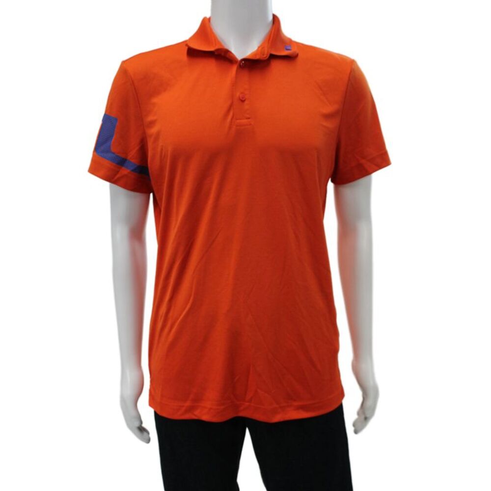 J. Lindeberg Mens Short Sleeve Collared Polo Shirt Orange Size M